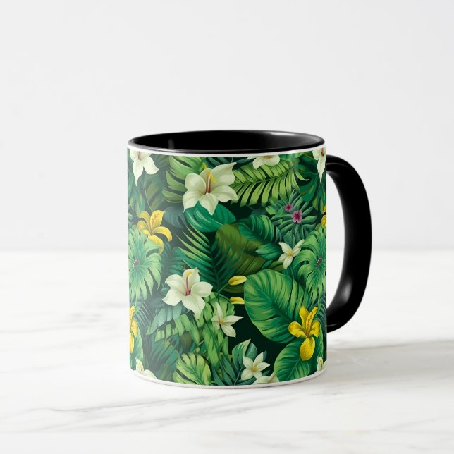 Taza Verde tropical exuberante - Mug de playa de follaj (Anverso derecho)