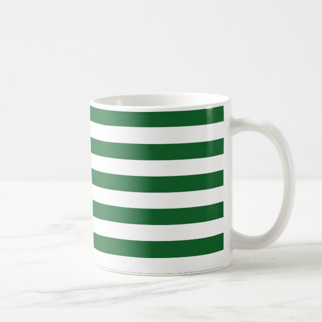Taza verde y blanca de las rayas (Derecha)