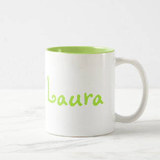 Taza verde y blanca del tono dos con la