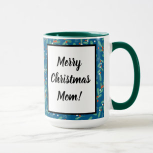 Taza Verdes navidades con Holly Berries Blue Red White