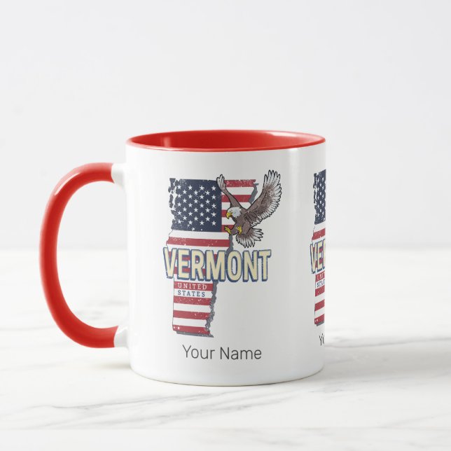 Taza Vermont Estados Unidos Retro State Map Vintage USA (Izquierda)