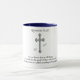 Taza versículo bíblico cristiano Romanos 8:28
