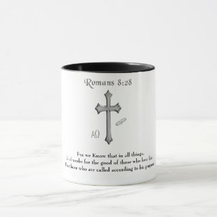 Taza versículo bíblico cristiano Romanos 8:28