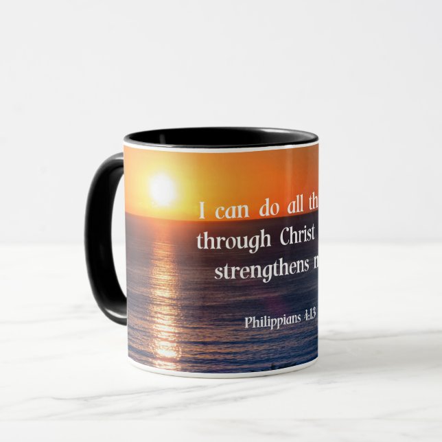 Taza versículo bíblico, Filipenses 4:13, (Anverso izquierdo)