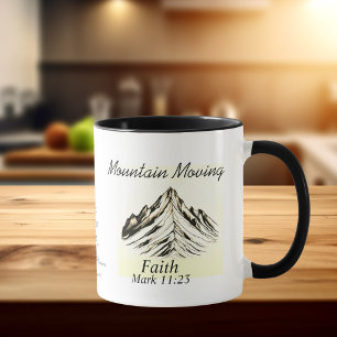 Taza Versículo Bíblico Montaña Emocionante Fe Negra Mar