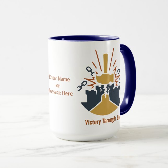 Taza Versículo Bíblico Personalizado Poderoso a Través  (Anverso derecho)