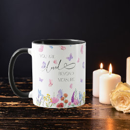 Taza Verso de la Biblia Cristiana de Acuarela de Flores