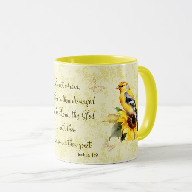 Taza Verso de la biblia de Goldfinch Mug no tiene miedo (Anverso derecho)