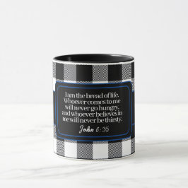 Taza Verso motivador de la Biblia, negro y blanco