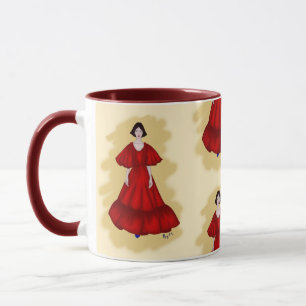 Taza Vestido Rojo Vibrante con Estilo de Movimiento Esc