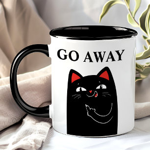 Taza Vete Dedo Medio Gato Negro Divertido