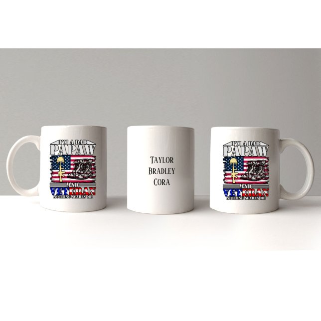 Taza Veterano Papá Papaw Nada Me Da Miedo Personalizabl (Veteran Dad Papaw Nothing Scares Me Customizable Mug
)