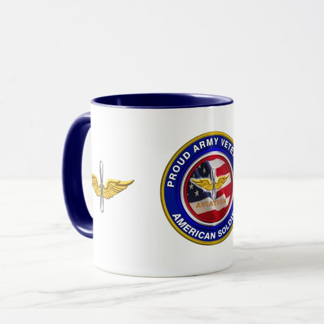 Taza Veterano soldado de aviación del ejército orgullos (Anverso izquierdo)