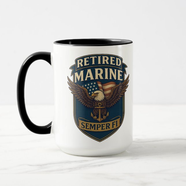 Taza VetGearHQ.com Marine Corps Veteran Logo Emblem (Izquierda)