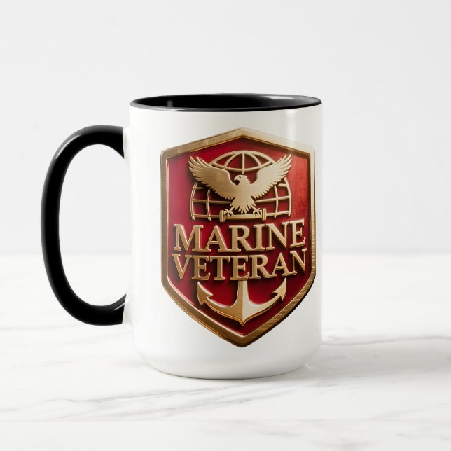 Taza VetGearHQ.com Marine Corps Veteran Logo Emblem (Izquierda)