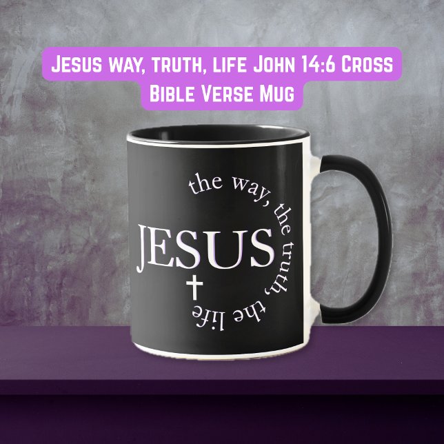 Taza Vía Jesús, verdad, vida Juan 14:6 Cruz (Jesus way, truth, life John 14:6 Cross Mug)