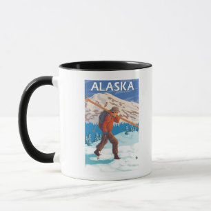 Taza Viaje 3 del vintage de los esquís de la nieve del