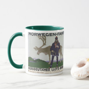 Taza Viaje Escandinavo Antiguo a Noruega Hombre Reno