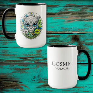 Taza Viajero Cósmico   Flor Extraterrestre Alienígena