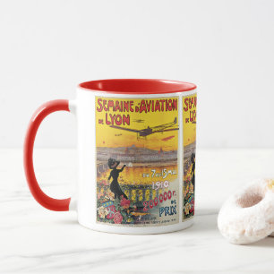 Taza Viajes antiguos, aviones de aviación, Lyon, Franci