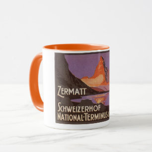 Taza Viajes antiguos, montaña Matterhorn en Suiza