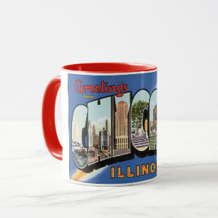 Taza Viajes antiguos, saludos desde Chicago Illinois
