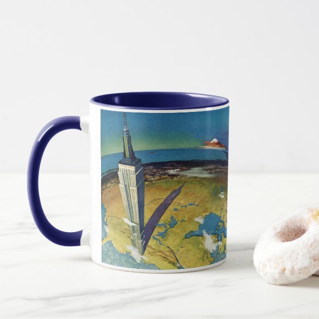 Taza Viajes de época Edificio Empire State de Nueva Yor (Con donut)