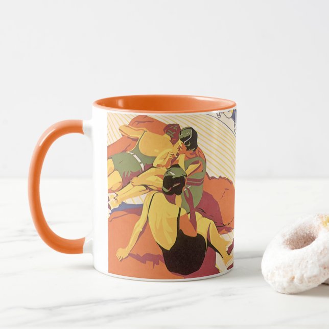 Taza Viajes de época, vacaciones en un crucero (Con donut)