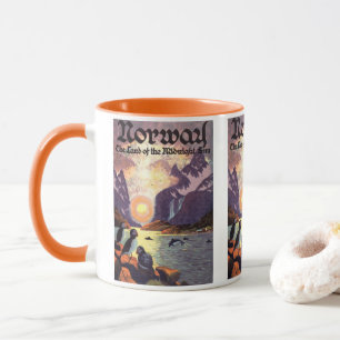 Taza Viajes de vintage, Noruega Tierra de fiordos del s