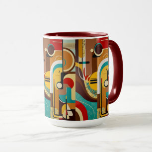 Taza Vibes de mediados del siglo   Diseño amarillo y ma