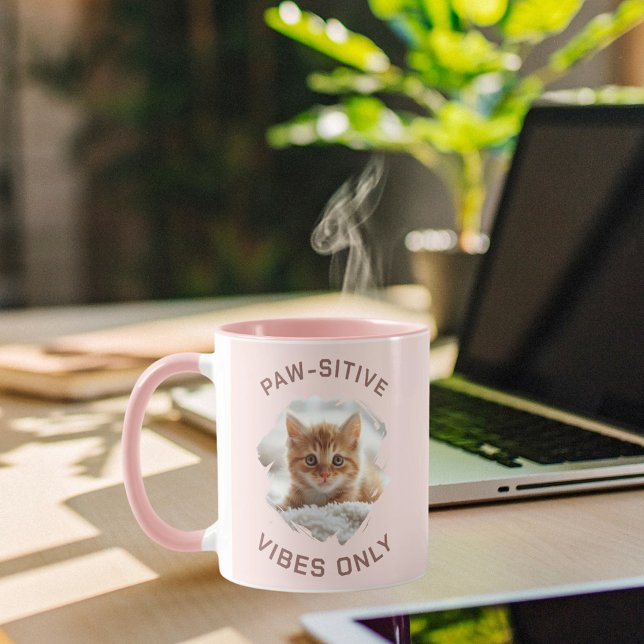 Taza Vibes paw-sitive sólo foto de gato rosa (Subido por el creador)