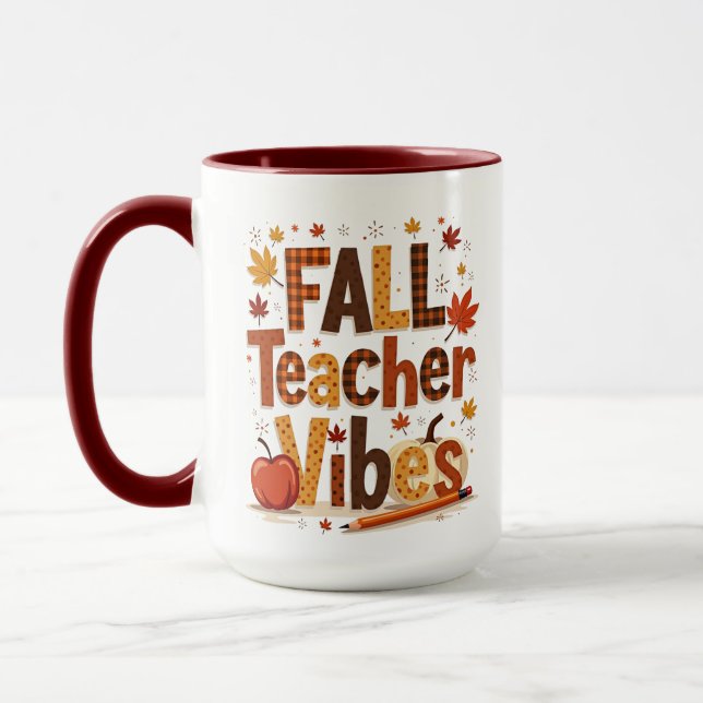 Taza Vibes personalizadas de profesores de otoño (Izquierda)