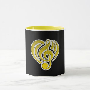Taza Vibraciones Amor Musical Corazón Amarillo Nota Mus