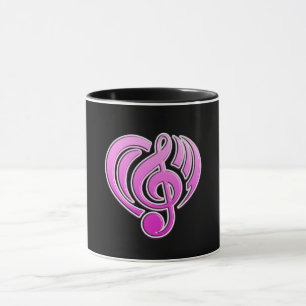 Taza Vibraciones Amor Musical Corazón Rosa Nota Musical