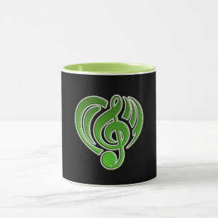 Taza Vibraciones Amor Musical Green Heart Music Note DJ