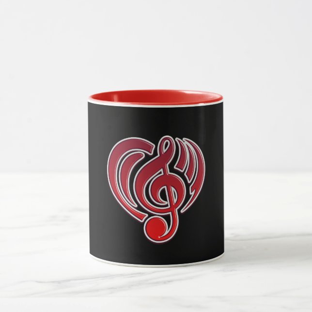 Taza Vibraciones Amor Musical Red Heart Music Note DJ (Centro)