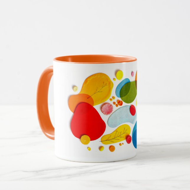 Taza Vibrant Abstract Organic Shapes Pop Art Collage (Anverso izquierdo)