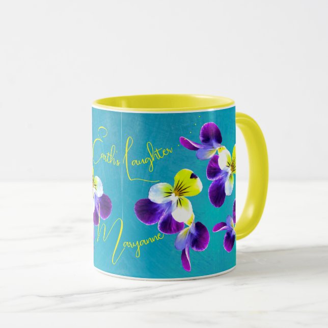 Taza Vibrant Johnny Jump-up Laughing Violas (Anverso derecho)