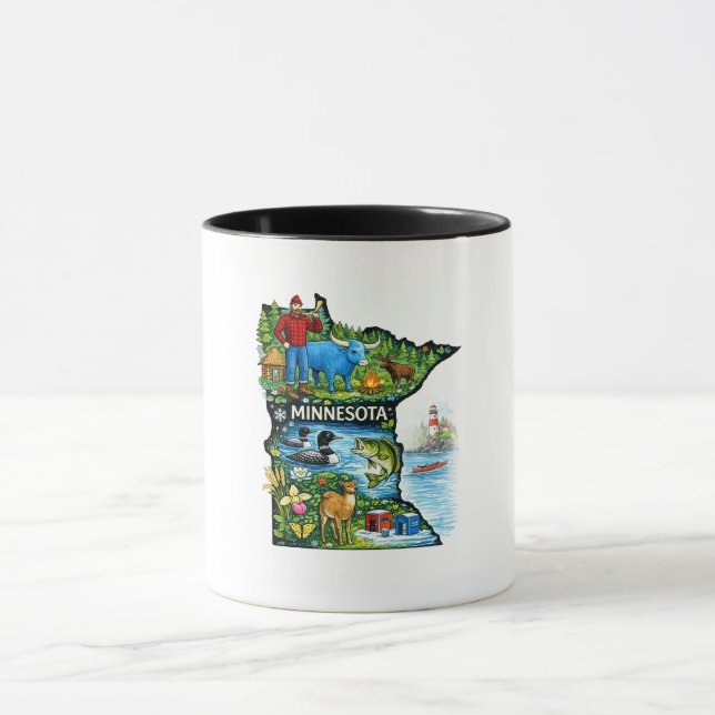 Taza Vibrant Minnesota State Map-Paul Bunyan/Northwoods (Centro)
