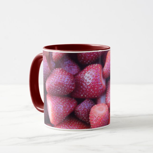 Taza Vibrant Red Strawberry Pattern Ceramic Coffee Mug (Anverso izquierdo)