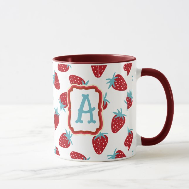 Taza Vibrant Red Strawberry Pattern Ceramic Coffee Mug (Derecha)