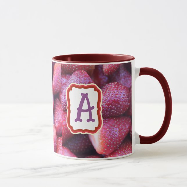 Taza Vibrant Red Strawberry Pattern Ceramic Coffee Mug (Derecha)