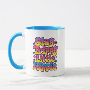 Taza Vibrante Arcoíris Mantén la onda Hippie Frase