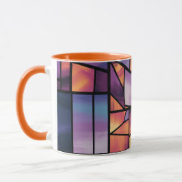 Taza Vibrante arte de vidrio con manchas geométricas