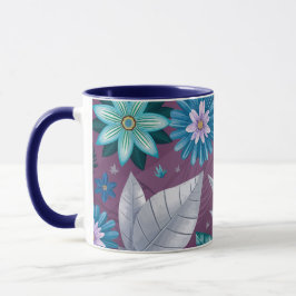 Taza Vibrante fantasía floral sobre lienzo púrpura prof