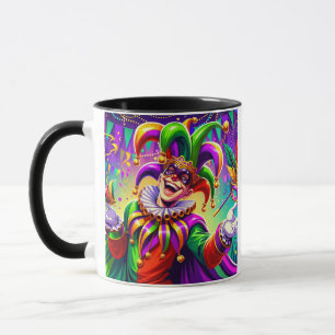Taza Vibrante Mardi Gras Jester Mug - Colorido Carnaval