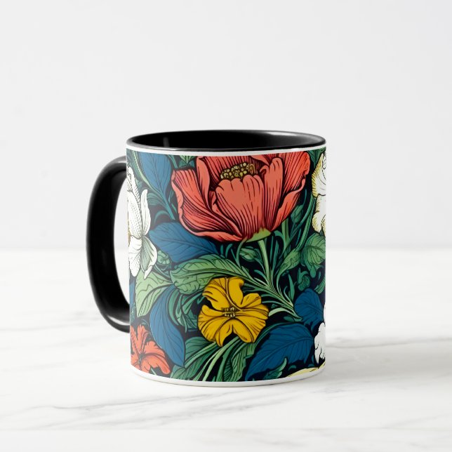 Taza Vibrante William Morris Art Nouveau Floral (Anverso izquierdo)