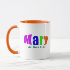 Taza Vibrante y colorido nombre "Mary", verde personali