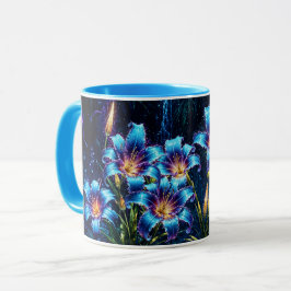 Taza Vibrantes lirios luminosos jardín de fantasía flor