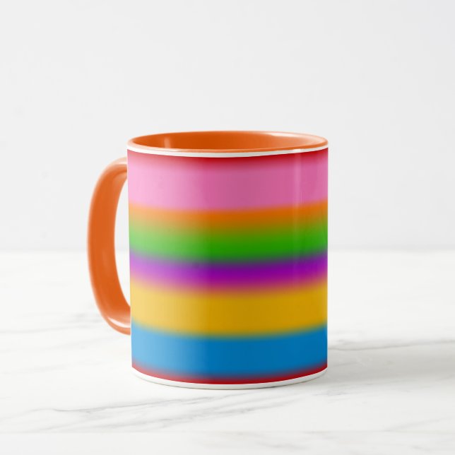 Taza Vibrantes rayas de gradiente de arcoíris multicolo (Anverso izquierdo)